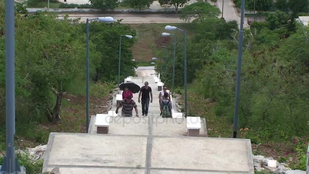 Люди сходження по сходах — стокове відео