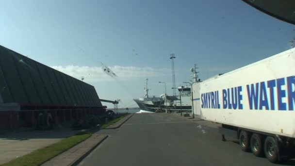 Filmagem Hirtshals Ferry Porto Partida Colorline — Vídeo de Stock