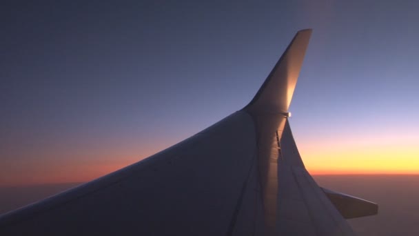 Aile d'avion dans le ciel avec des nuages — Video