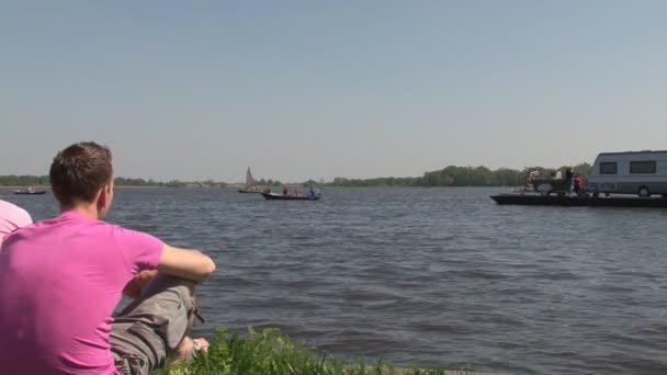Filmagem Barcos Com Turistas Lago Bovenwijde Giethoorn — Vídeo de Stock