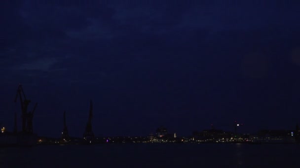 Zweden poort nacht skyline — Stockvideo