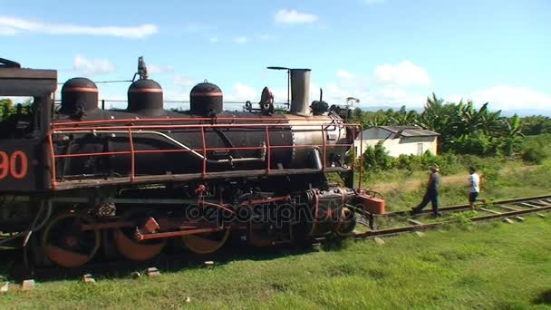 Vista del clásico viejo tren de vapor — Vídeos de Stock