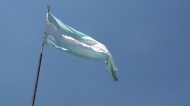 Beelden Van Vlag Van Argentinië Blauwe Hemel — Stockvideo