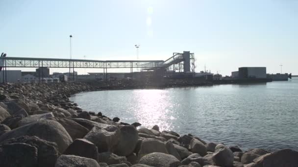 Filmagem Hirtshals Ferry Harbour Sunset — Vídeo de Stock