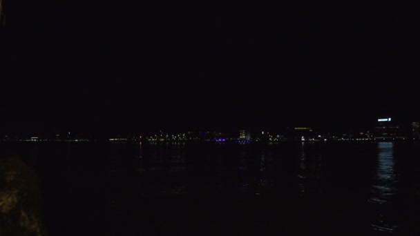 Suécia skyline noite porto — Vídeo de Stock