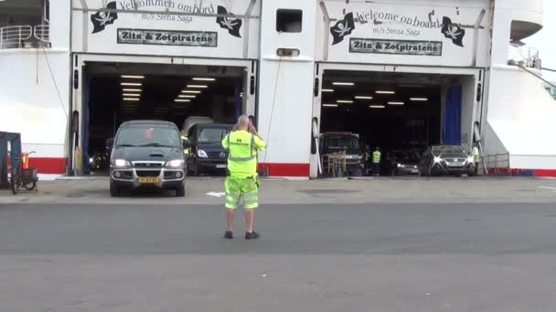 Filmagem Oslo Ferry Stena Line Carros Saindo Balsa — Vídeo de Stock