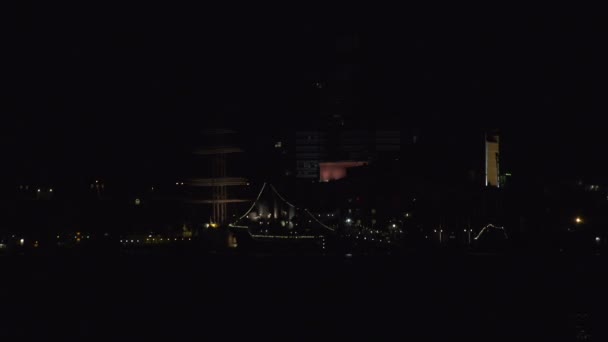 瑞典港口夜晚天际线 — 图库视频影像