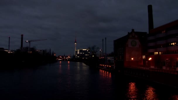 Berlin TV Tower at night — Stock Video