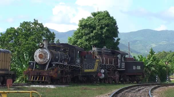 Vista del clásico viejo tren de vapor — Vídeos de Stock