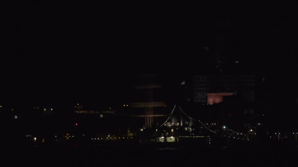 Sweden port night skyline — Stock Video