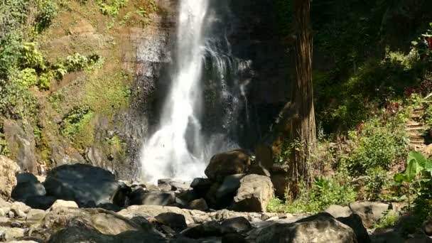 Plano Aéreo Gran Cascada Selva Bali — Vídeo de stock