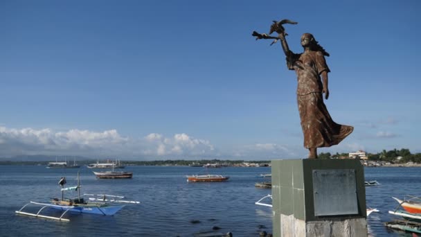Increíble Vista Baywalk Con Estatua Puerto Princesa Philipinnes — Vídeos de Stock