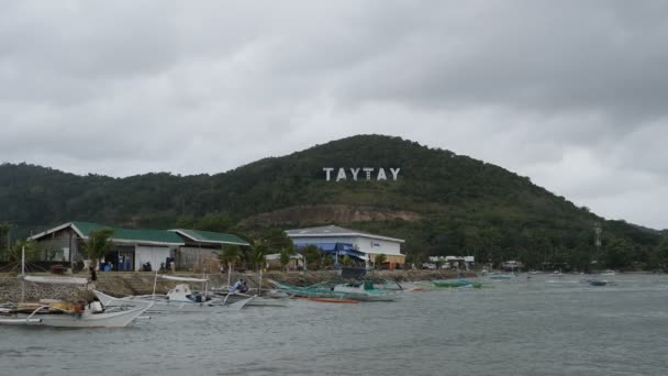 Barcos Cerca Playa Taytay Filipinas — Vídeos de Stock