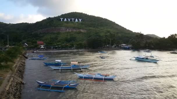 Barcos Perto Praia Taytay Filipinas — Vídeo de Stock