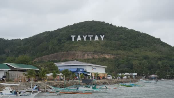 Barcos Cerca Playa Taytay Filipinas — Vídeo de stock