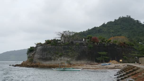 Boote Der Nähe Strand Von Taytay Philippinen — Stockvideo