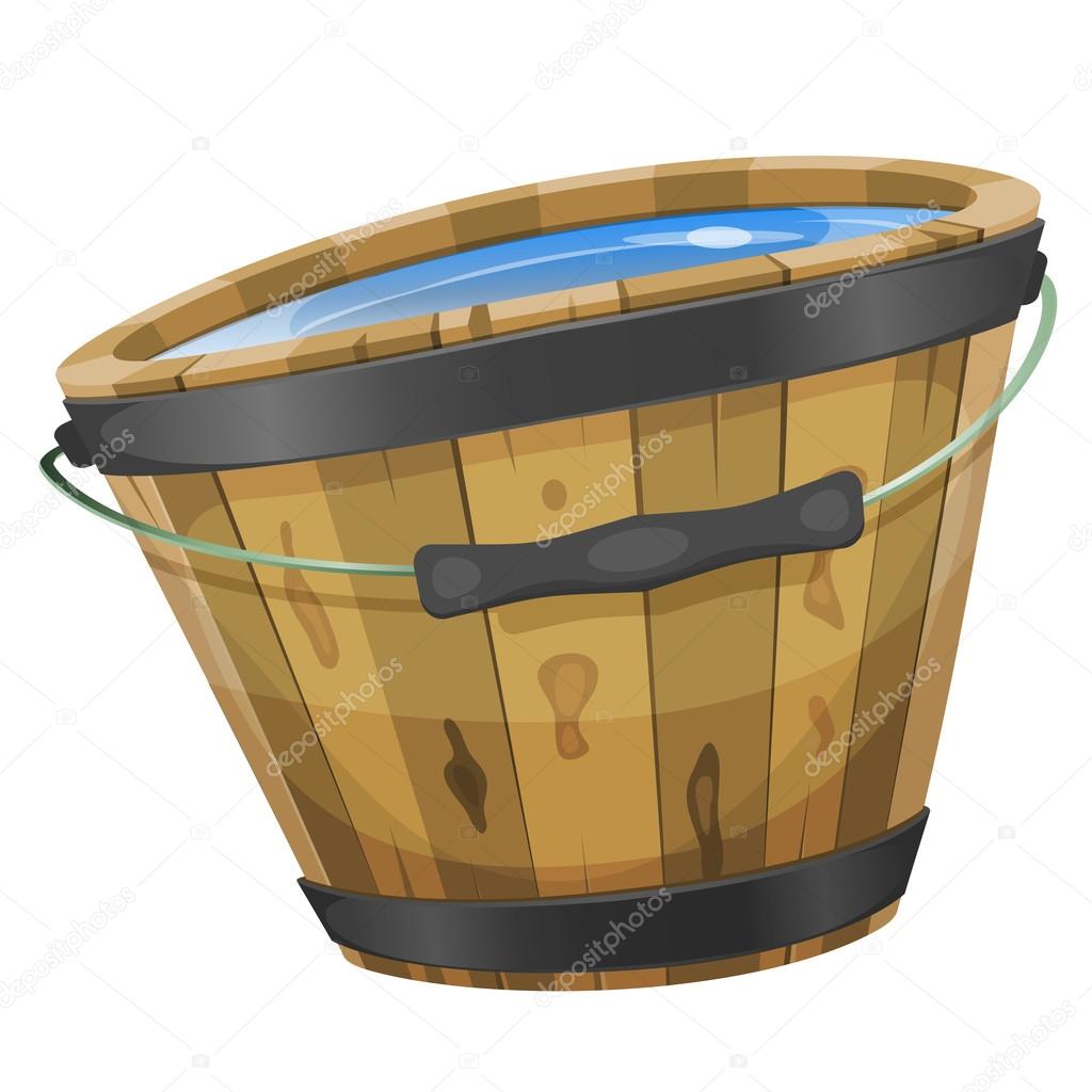 Wood Bucket With Water