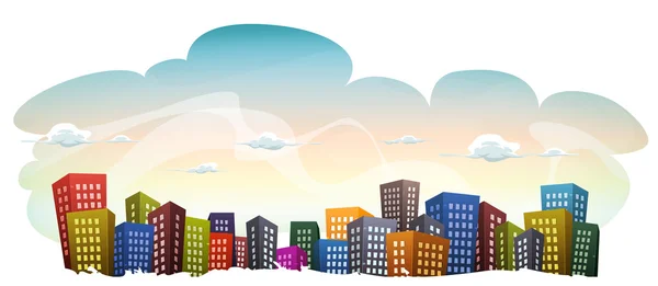 Paysage urbain avec des bâtiments sur fond de ciel — Image vectorielle