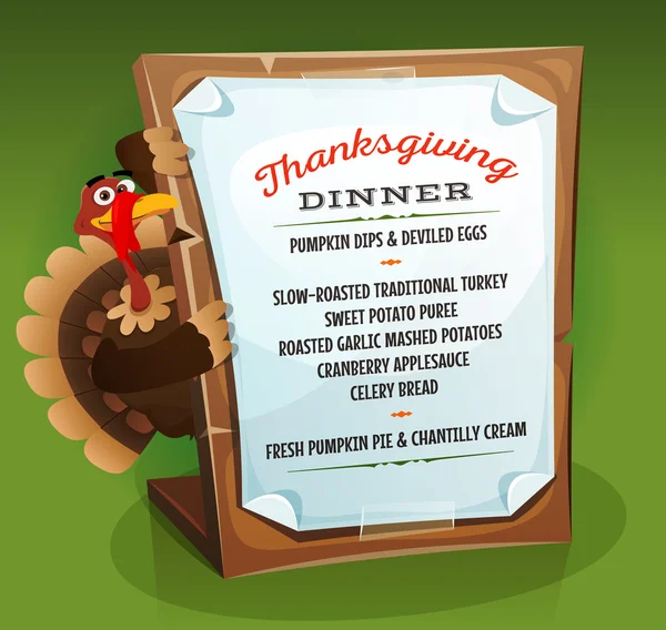 Turkije bedrijf Thanksgiving dinermenu — Stockvector