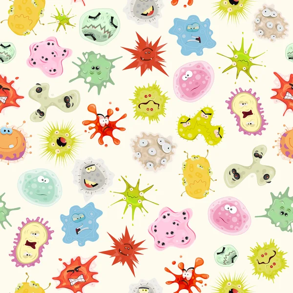 无缝的细菌、 病毒、 微生物背景 — 图库矢量图片