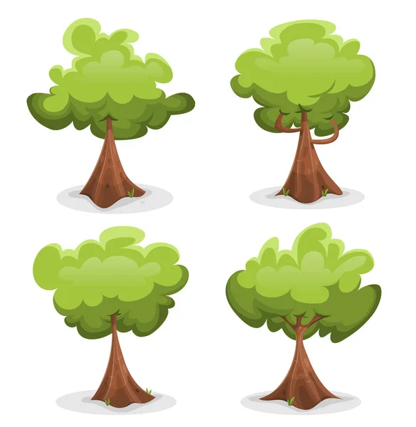 Grappige groene bomen Set — Stockvector