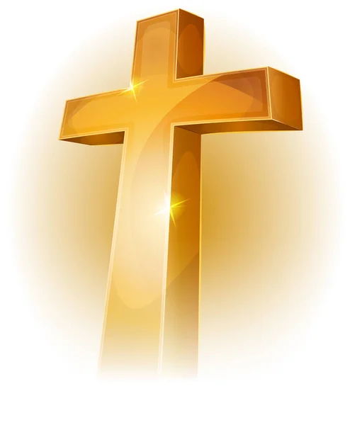 Gold Christian Cross — Stock Vector