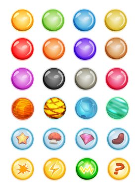 Bubbles ve sihirli topları oyun UI için seti