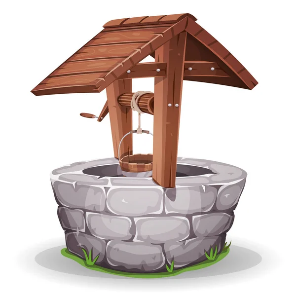 石头和木制水井 — 图库矢量图片