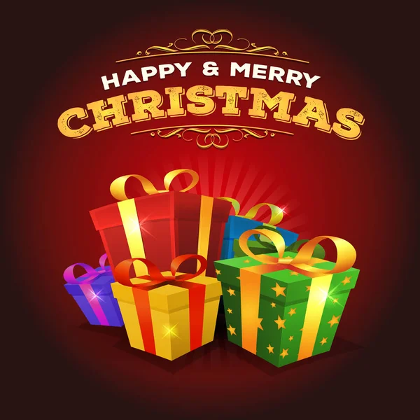 Joyeux fond de Noël avec pile de cadeaux — Image vectorielle