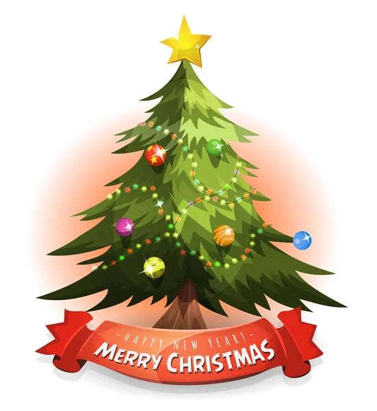 Árbol de Navidad con Deseos Banner — Vector de stock