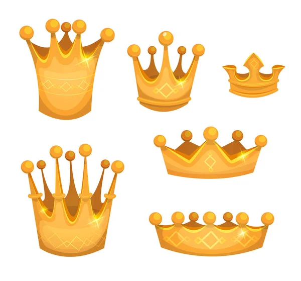 Королевские золотые короны для королей или игры Ui — стоковый вектор