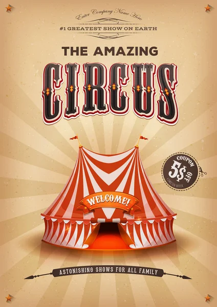 Vintage Old Circus Poster With Big Top — Stock Vector