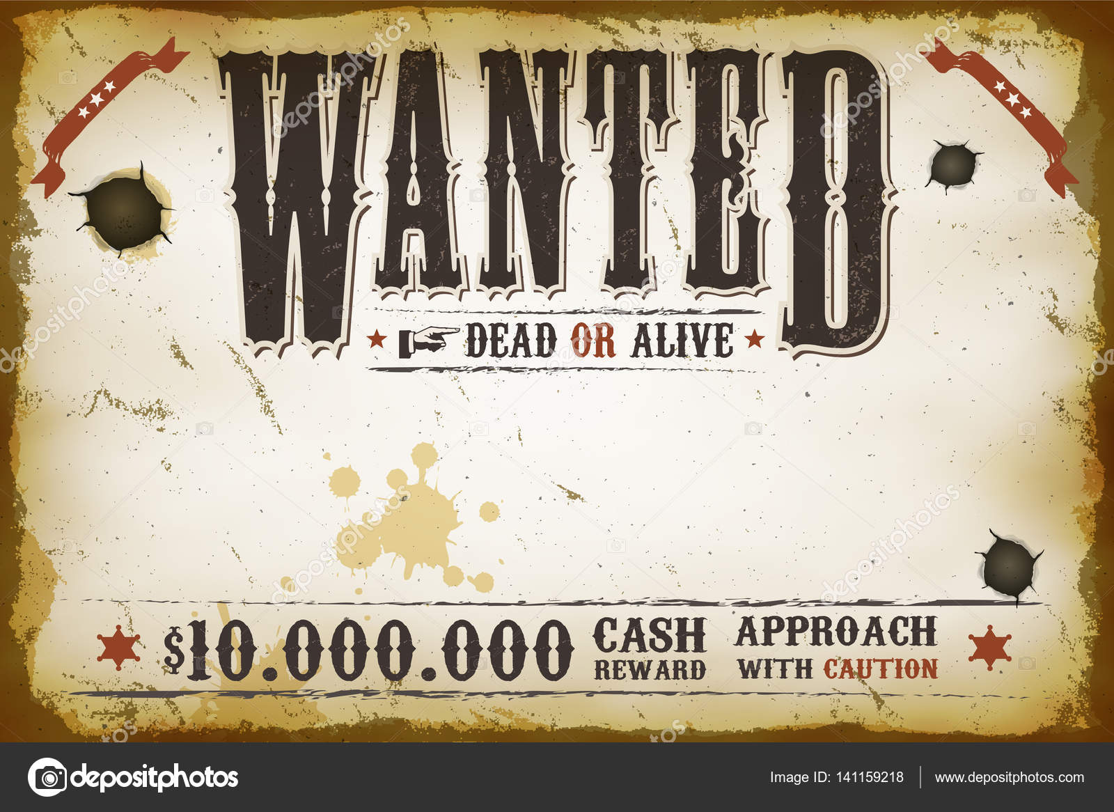 Poster Wanted dead or alive Stock Illustration