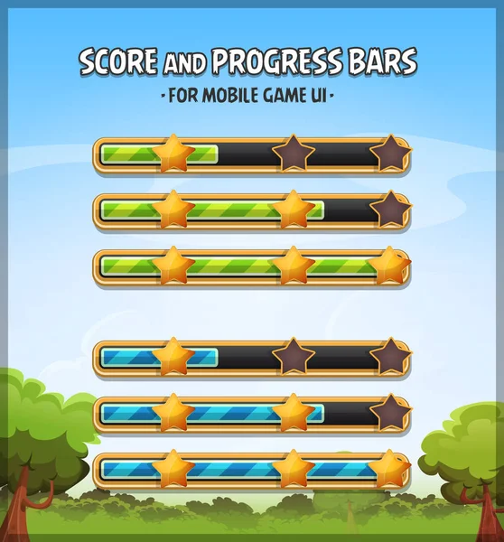 Score And Progress Bars For Game Ui — Stock Vector