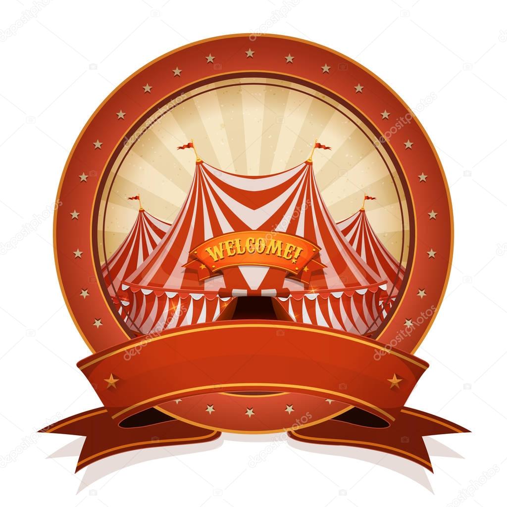 Vintage Circus Badge And Ribbon With Big Top