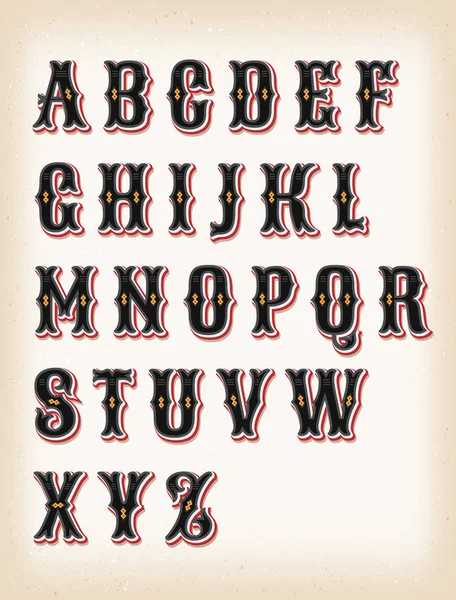 Uppsättning Retro Circus Design Abc Type Teckensnitt — Stock vektor