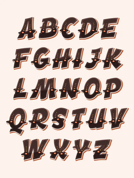 Komiska Rolig Cirkus Design Abc Typefont Med Ornament — Stock vektor