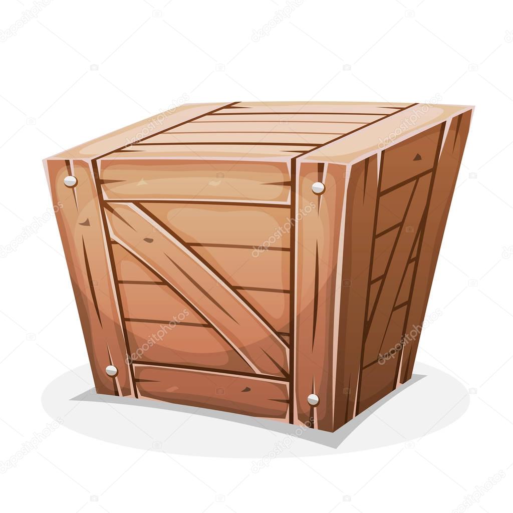 Cartoon wooden container made of wooden planks