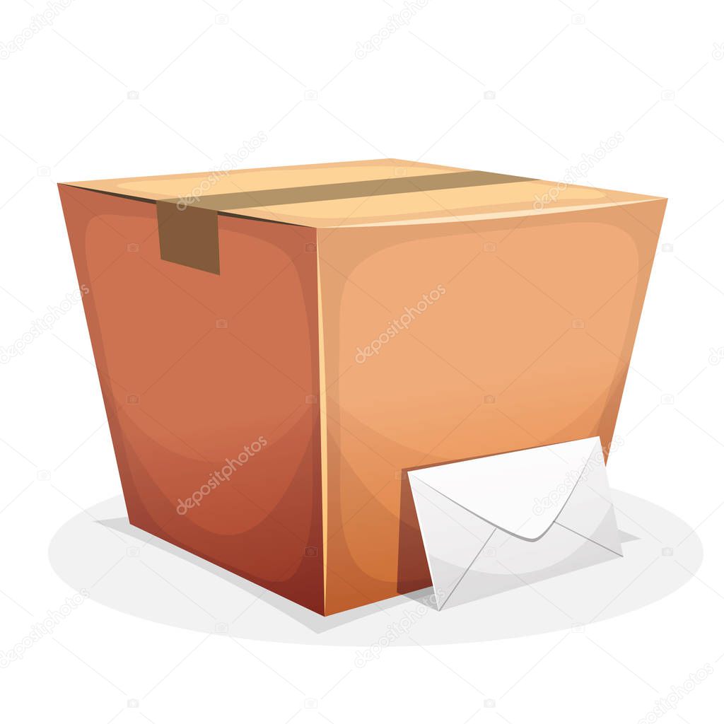 Cardboard box with mail letter for shipping and delivery services