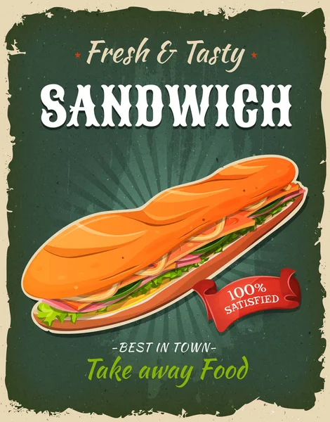 Icona Sandwich Fatta Pane Francese Snack Fast Food Menu Take — Vettoriale Stock