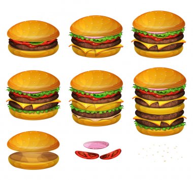Dev hamburger süper klasik hamburger üzerinden kombinasyonları ile çeşitli boy hamburger ayarla