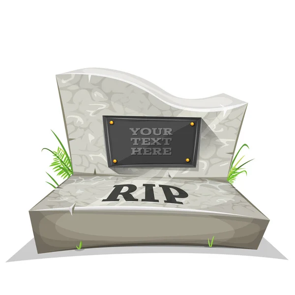 Cartoon Marble Tombstone Rest Peace Inscription Place Your Text — Stock Vector