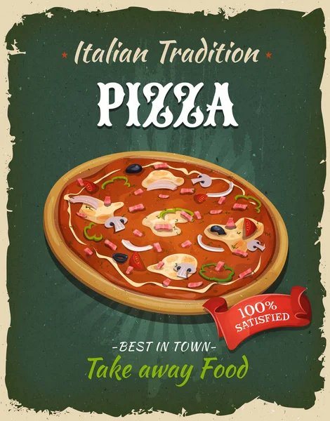 Italienische Pizza Als Fast Food Snack Und Menü Zum Mitnehmen — Stockvektor