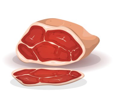İtalyan füme jambon beyaz arka plan üzerinde izole karikatür bölümü