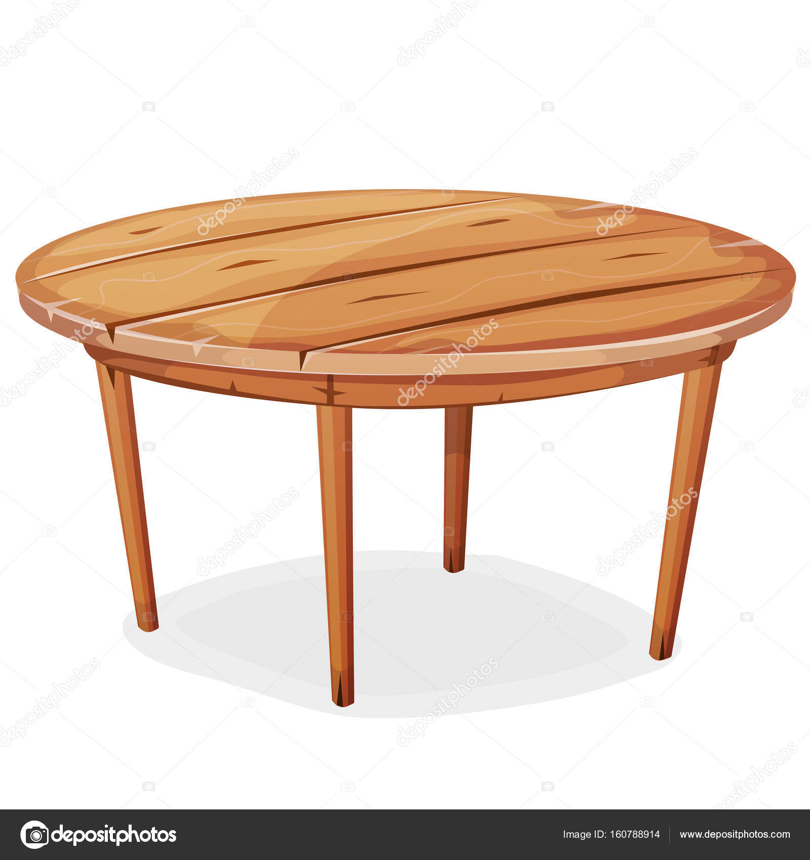 Cartoon Rounded Wooden Table Isolated White Background Vector Image By C Benchyb Vector Stock