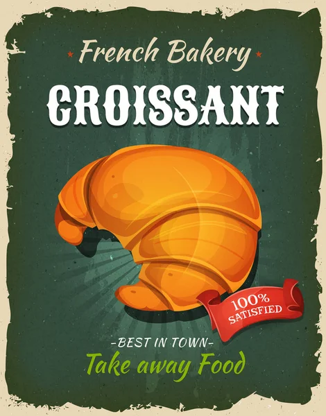Французький Круасани Сніданок Пекарня Оголошення — стоковий вектор