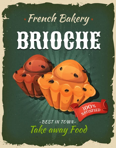 Brioches 在蹩脚绿色背景下取走食物 — 图库矢量图片