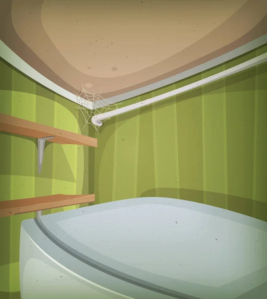 Dessin Animé Maison Plafond Cuisine Avec Dessus Réfrigérateur Toile Araignée — Image vectorielle