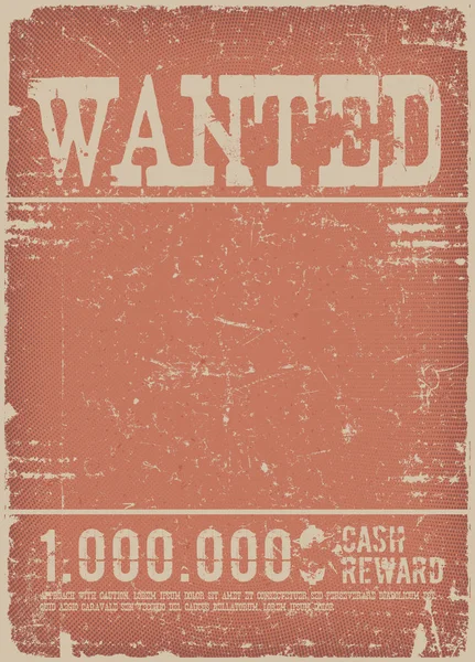 Cartaz procurado em fundo grunge vermelho —  Vetores de Stock