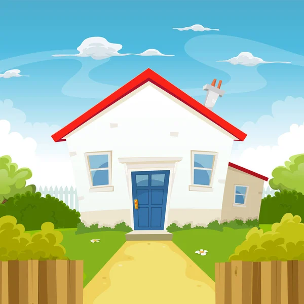 House Inside Spring Garden — Stock Illustration House Inside Spring Garden Royalty Free Stock Illustrations